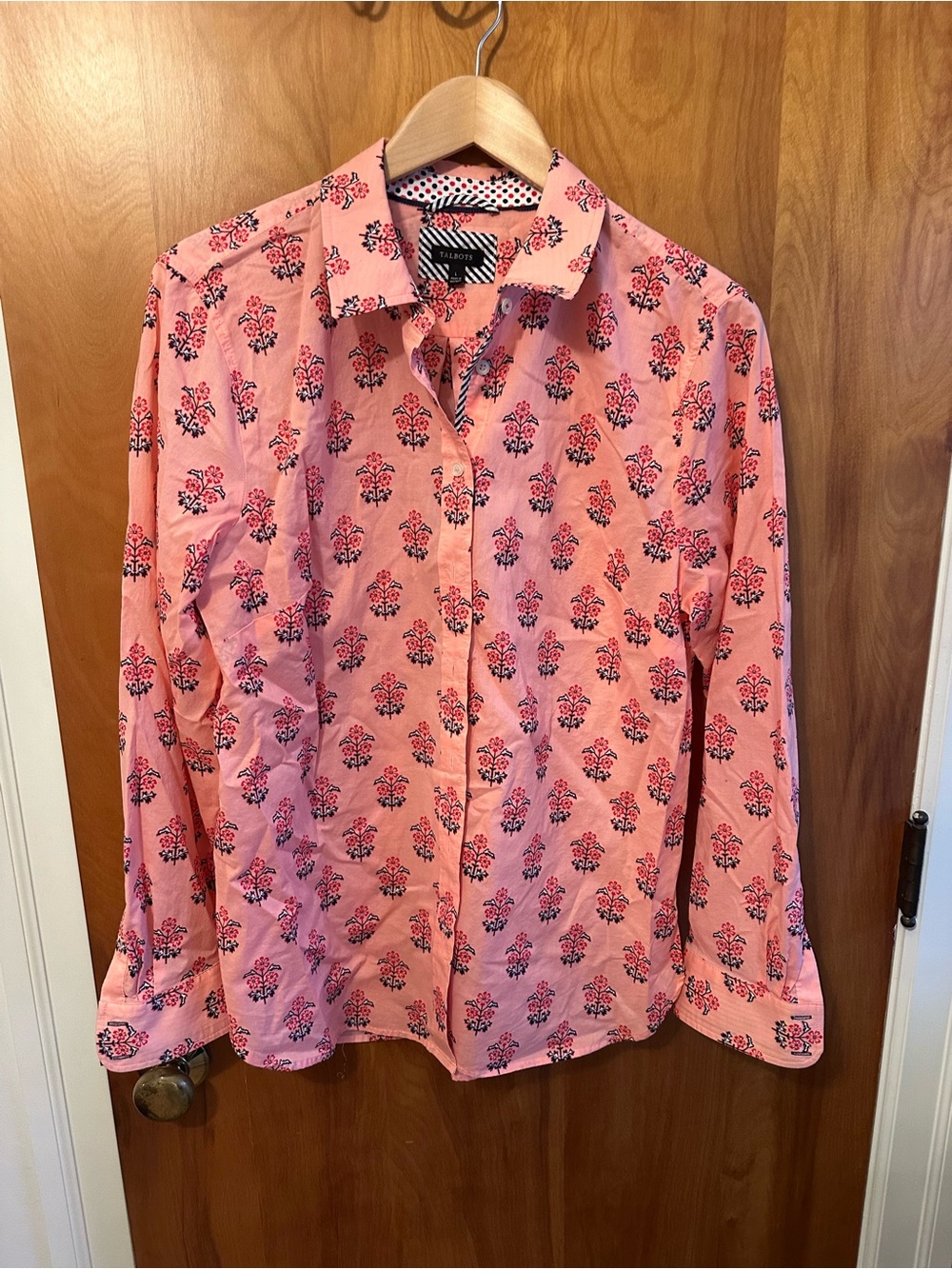 Talbots Pink Floral Button-Front Blouse